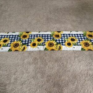 Sunflower Blue Checker Tailored 84" Lined Window Valance by Barefoot Bungalow
